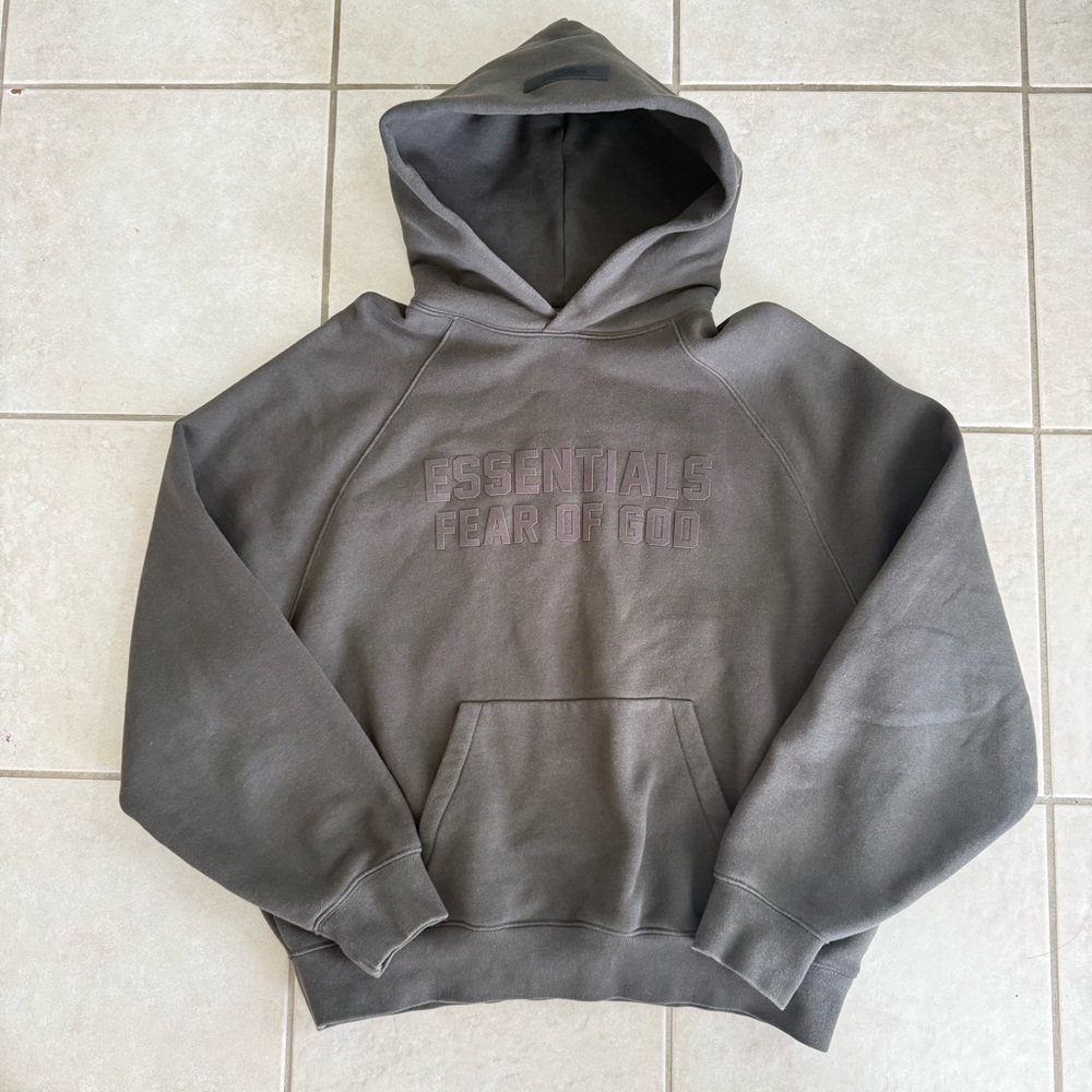 Essentials Fear of God Pullover Hoodie in Charcoal Gray